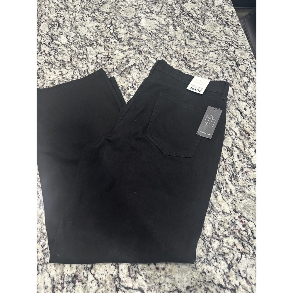 New ORIGINAL USE Relaxed‎ Carpenter Work Canvas Pants Double Knee  38x32 Black